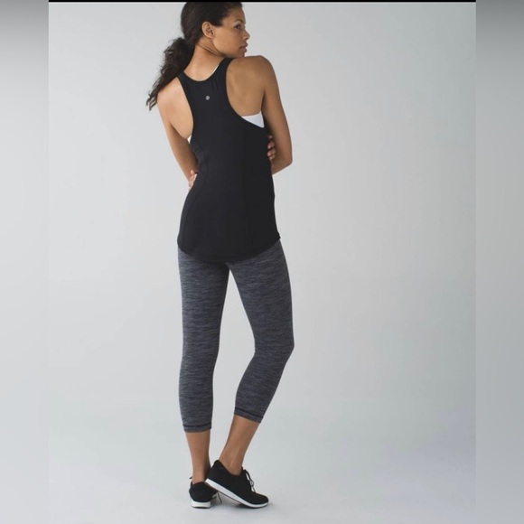 lululemon athletica Pants - Lululemon Wunder Under Crop in Diamond Jacquard Space Dye Black Slate Leggings